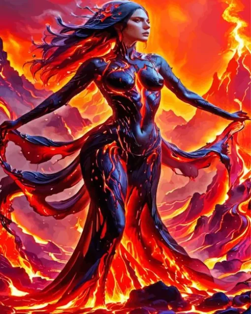 Burning Lava Woman Diamond Painting