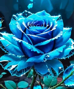 Glass Blue Rose Diamond Painting