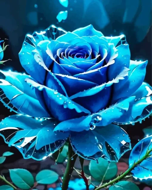 Glass Blue Rose Diamond Painting