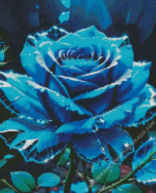 Glass Blue Rose Diamond Painting