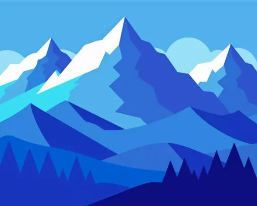 Illustration Blue Mountain Diamond Painting