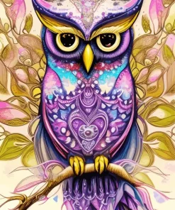 Purple Bohemian Owl Diamond Painting