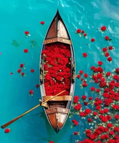 Roses Flowers Boat Diamond Painting