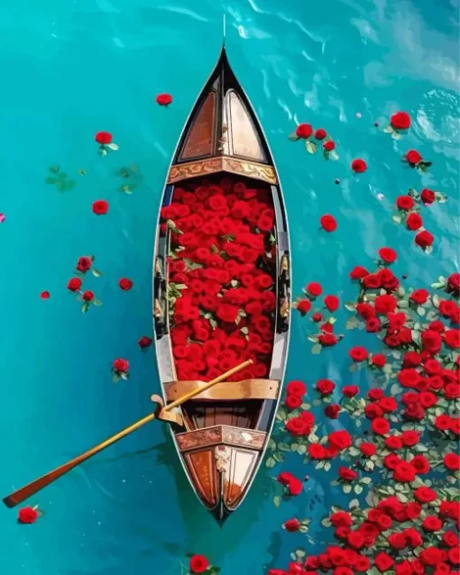 Roses Flowers Boat Diamond Painting