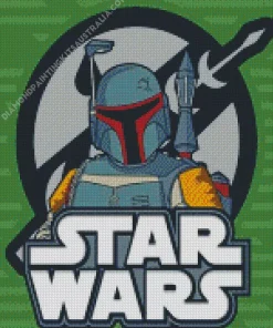 Star Wars Boba Fett Illustration Diamond Painting