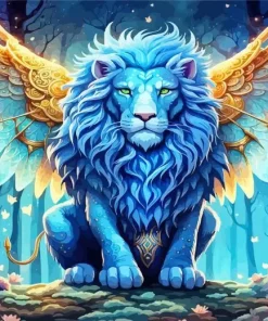 Winged Blue Lion Diamond Painting