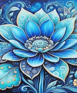 Aesthetic Blue Flower Diamond Painting