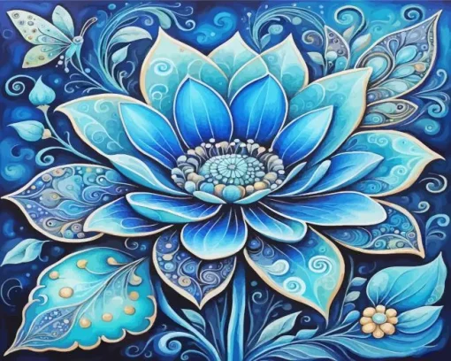 Aesthetic Blue Flower Diamond Painting