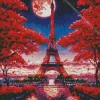 Aesthetic Eiffel Tower In Red Art Diamond Painting