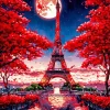 Aesthetic Eiffel Tower In Red Art Diamond Painting