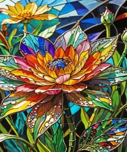 Aesthetic Flower Stained Glass Diamond Painting