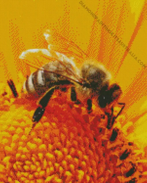 Bee On Sunflower Diamond Painting