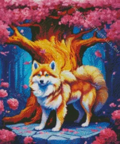 Beige Husky Diamond Painting