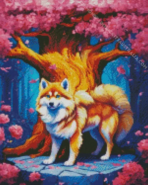 Beige Husky Diamond Painting