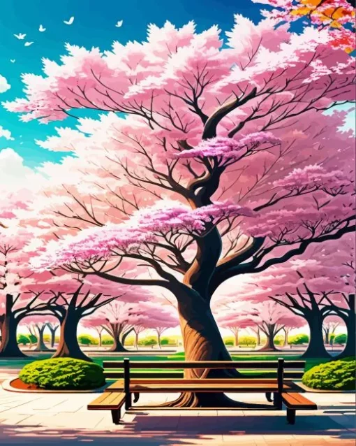 Bench Under A Tree Diamond Painting