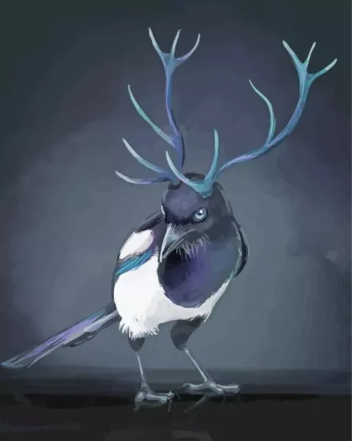 Bird With Antlers Diamond Painting