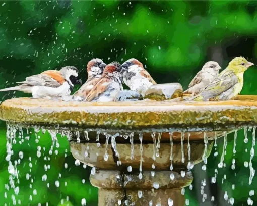 Birds Bath Diamond Painting