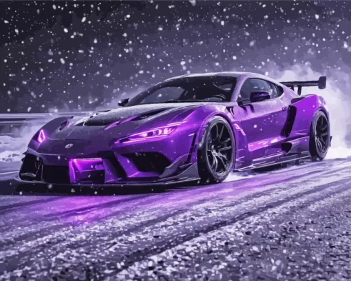 Black And Purple Car Diamond Painting