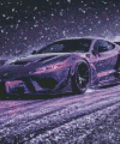 Black And Purple Car Diamond Painting