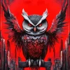 Black Owl With Red Eyes Diamond Painting