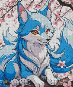 Blue Kitsune Diamond Painting