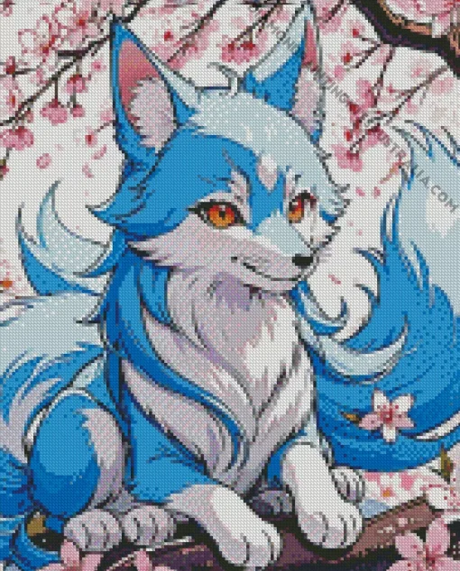 Blue Kitsune Diamond Painting