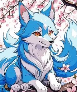 Blue Kitsune Diamond Painting