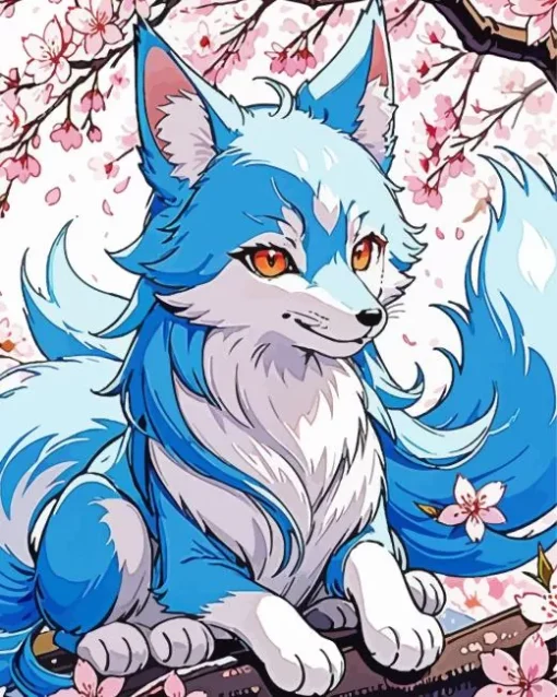 Blue Kitsune Diamond Painting