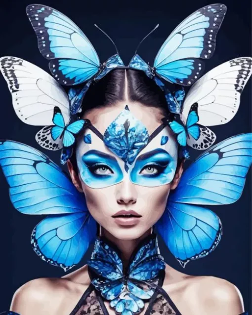 Blue Lady Butterfly Diamond Painting