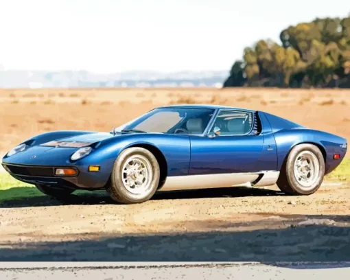 Blue Lamborghini Miura Diamond Painting