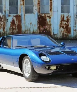 Blue Lamborghini Miura Car Diamond Painting