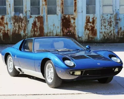 Blue Lamborghini Miura Car Diamond Painting