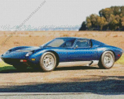 Blue Lamborghini Miura Diamond Painting