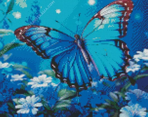 Blue Monarch Butterfly Diamond Painting