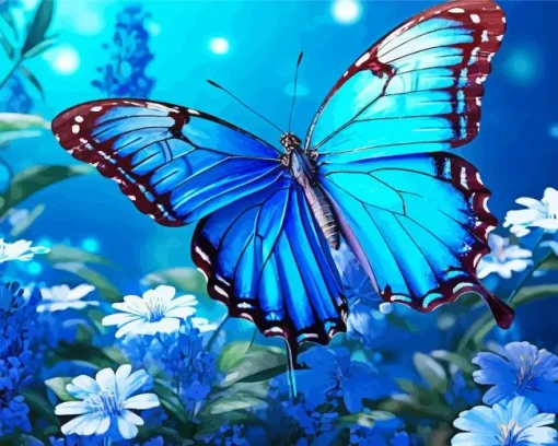 Blue Monarch Butterfly Diamond Painting