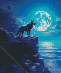 Blue Moon Wolf Diamond Painting