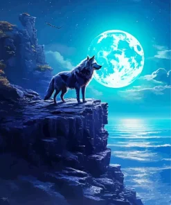 Blue Moon Wolf Diamond Painting