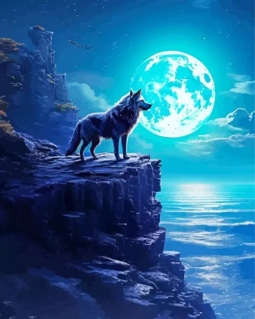 Blue Moon Wolf Diamond Painting