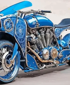 Blue Motorbike Diamond Painting