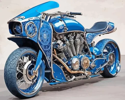 Blue Motorbike Diamond Painting