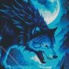 Blue Neon Wolf Diamond Painting