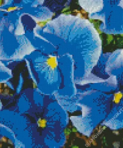 Blue Pansy Flowers Diamond Painting