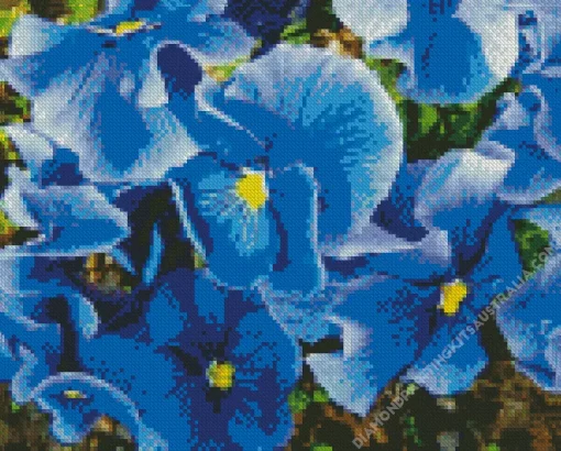 Blue Pansy Flowers Diamond Painting