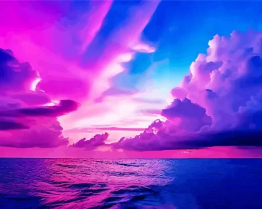 Blue Pink And Purple Sunset Diamond Painting