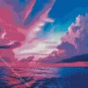 Blue Pink And Purple Sunset Diamond Painting