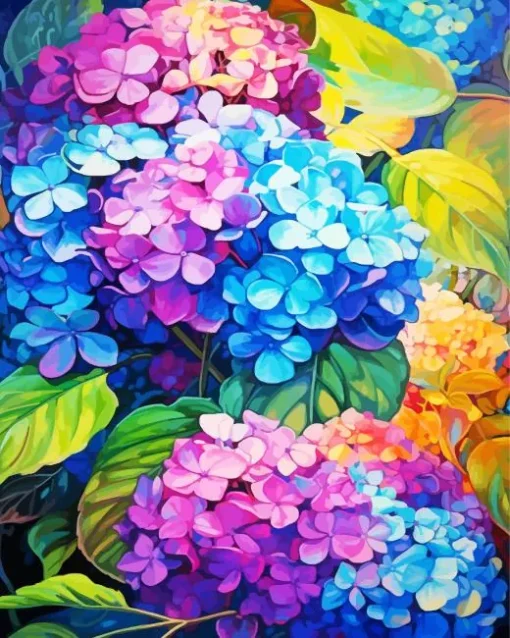 Blue Pink Purple Hydrangea Diamond Painting