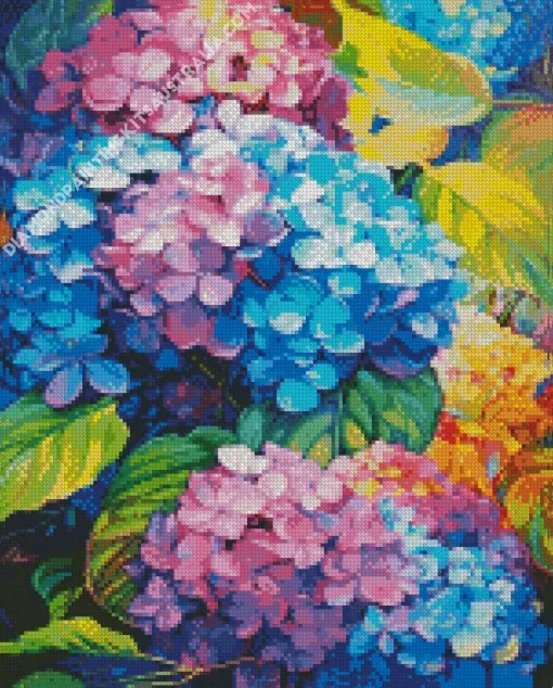 Blue Pink Purple Hydrangea Diamond Painting