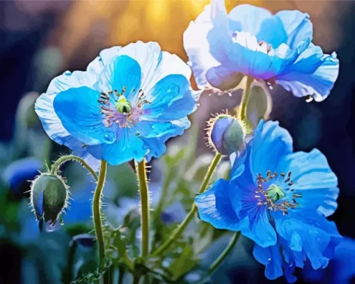 Blue Poppies Diamond Painting