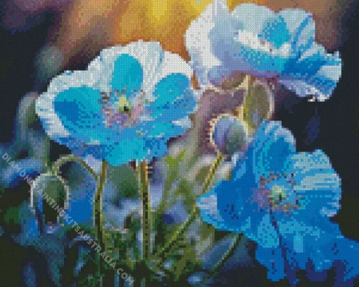 Blue Poppies Diamond Painting