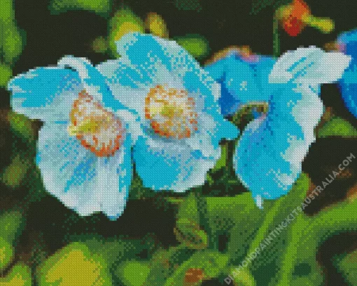 Blue Poppies Flowers Diamond Painting